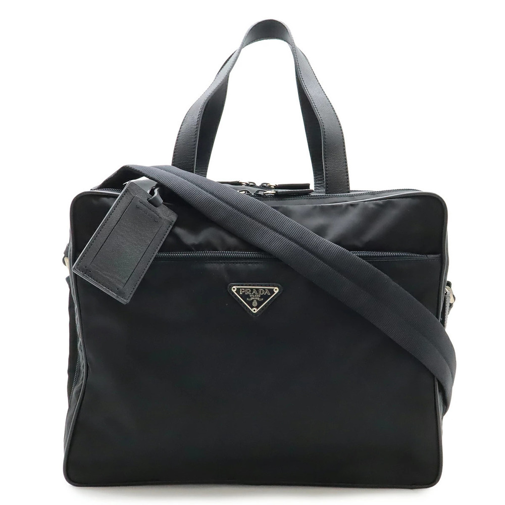 Prada Triangle Business Bag Briefcase Shoulder NERO Black